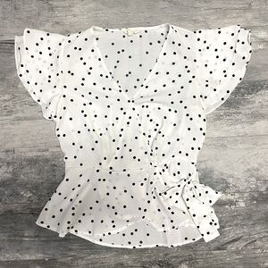 Meraki Black and White Polka Dot Blouse